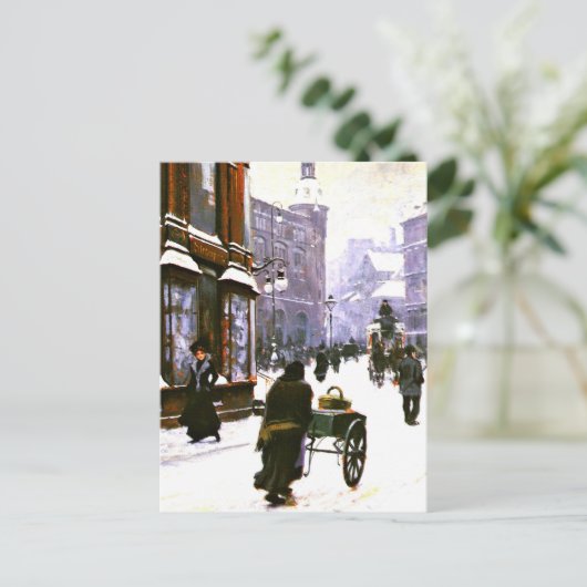 Een straatbeeld in de winter, Kopenhagen Briefkaart (Staand voorkant)