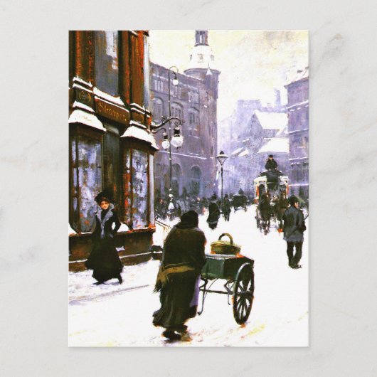 Een straatbeeld in de winter, Kopenhagen Briefkaart (Voorkant)