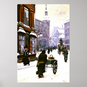 Een Straatbeeld in de Winter, Kopenhagen Poster
