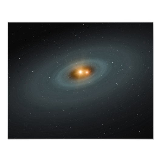 Een strak paar sterren en een omringende schijf foto afdruk (Voorkant)