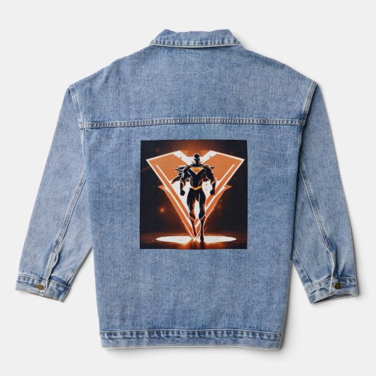 Een strakke vector logo super hero denim jas denim jacket (Achterkant)
