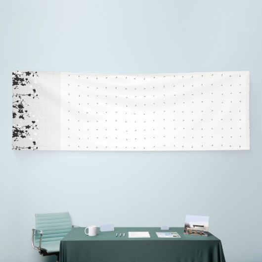 Een strakke witte achtergrond met kleine stippen v spandoek (Beurs)