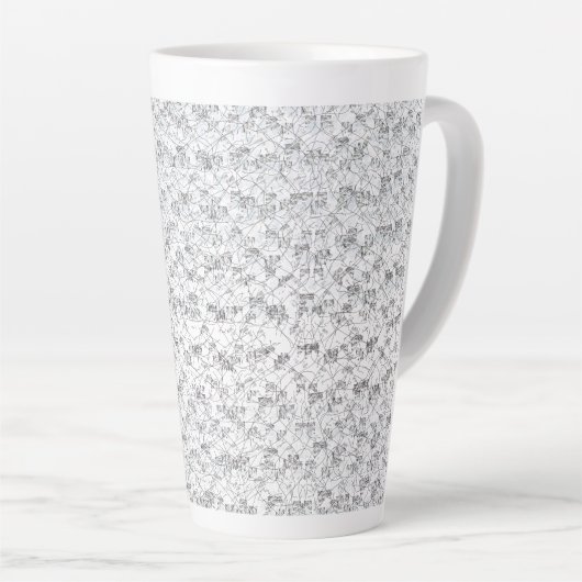 Een strakke witte basis met een gespikkeld patroon latte mok (Rechterhoek)