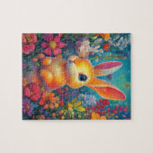 Een stralend konijn in een levendige tuin legpuzzel (Horizontaal)