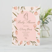 Een stralende en delicate 'Baby Shower' uitnodigin (Staand voorkant)