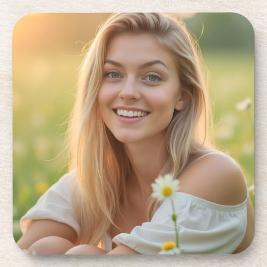 Een stralende Helena Chevalier in Flowering Meadow Bier Onderzetter (Voorkant)