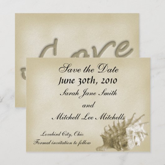 Een strand bruiloft Save the Date Briefkaart (Voorkant / Achterkant)