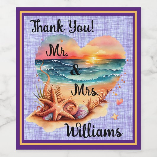 Een strand dank u! wijn etiket (Enkel label)