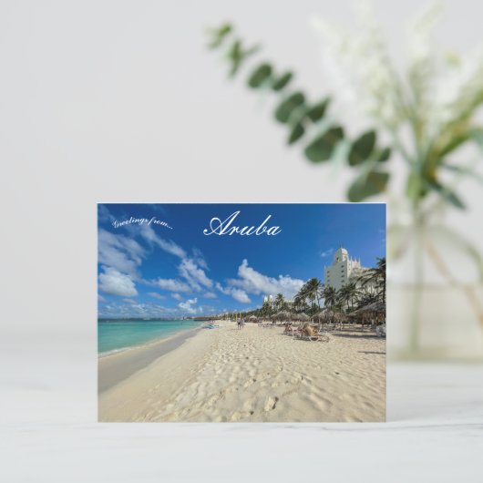 Een strand in Aruba Briefkaart (Staand voorkant)