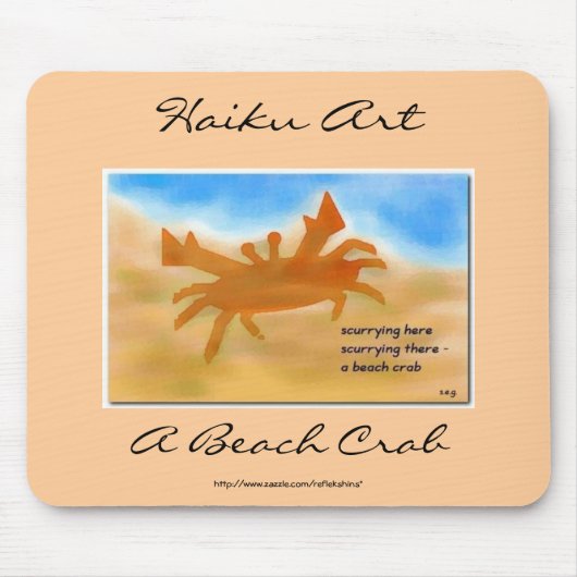Een strand krab Haiku Art Mousepad Muismat (Voorkant)