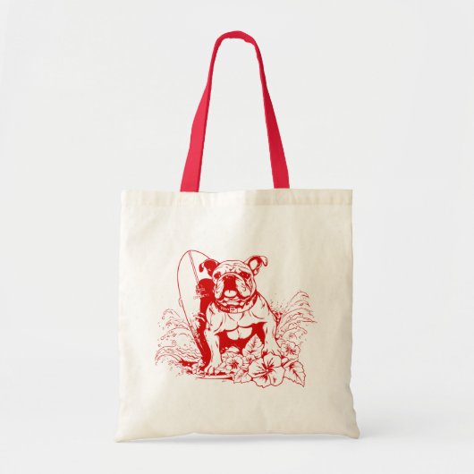 Een strand liefhebbende rode stierenhond die een p tote bag (Voorkant)