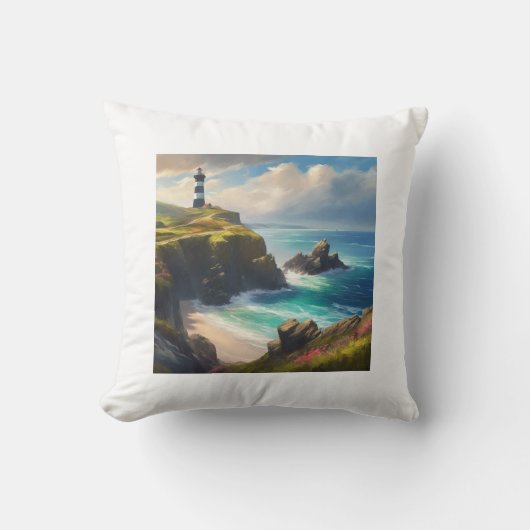 Een strand met vuurtoren kussen (Voorkant)