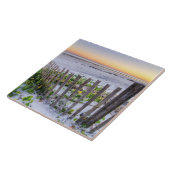 Een strand omheining bij zonsondergang tegeltje (Zijkant)