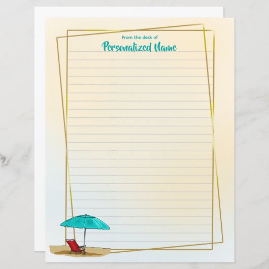 Een strand van een dag bekleed papier blad (Voorkant / Achterkant)