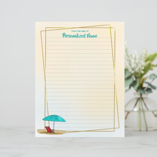 Een strand van een dag bekleed papier blad (Staand voorkant)