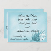 Een strandbruiloft Save the Date Briefkaart (blauw (Voorkant / Achterkant)