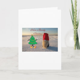 Een strandkerstkaart voor vakantiegroet kaart