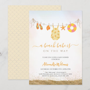 Een strandmeisje is op komst Baby shower Kaart
