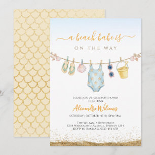 Een strandmeisje is op komst Meisje Baby shower Kaart