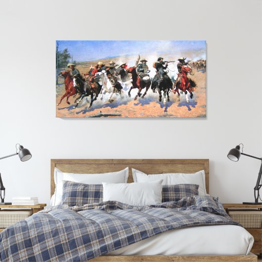 Een streepje voor de houtkap canvas afdruk (Insitu (Slaapkamer))