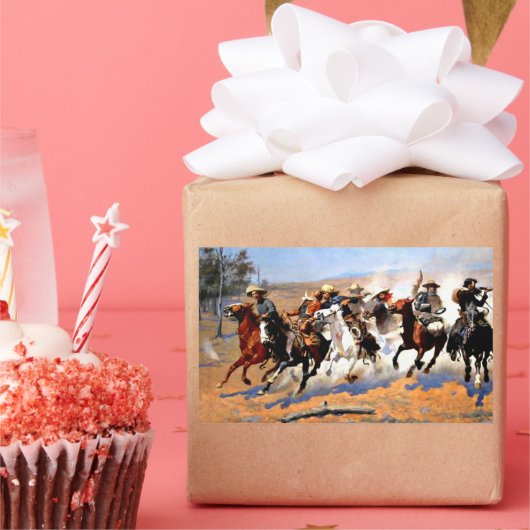 Een streepje voor de Timber, Frederick Remington, Rechthoekige Sticker (Feest)