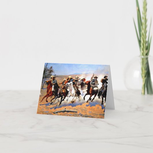Een streepje voor het hout, Remington schilderij, Kaart (Voorkant)