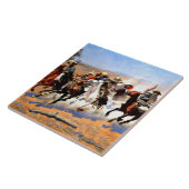 Een streepje voor het hout, Remington schilderij, Tegeltje (Zijkant)