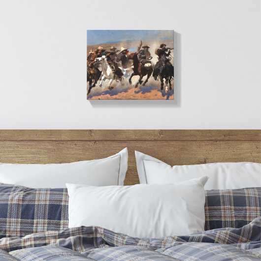 Een streepje voor het hout van Frederic Remington Canvas Afdruk (Insitu (Slaapkamer))