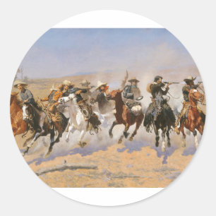 Een streepje voor hout van Frederick Remington Ronde Sticker