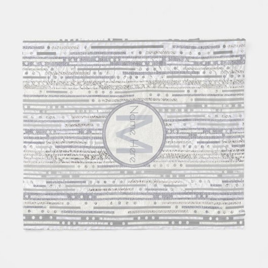 Een strepes Stippen zilver-wit startpunt of Dorm-d Fleece Deken (Voorkant (Horizontaal))