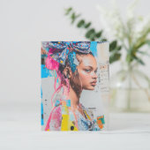 Een strik in haar haar dame Collage Briefkaart (Staand voorkant)