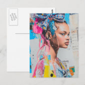 Een strik in haar haar dame Collage Briefkaart (Voorkant / Achterkant)