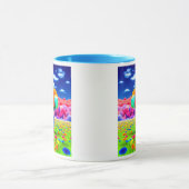 Een struisvogel in een denkbeeldig landschap. mok (Midden)