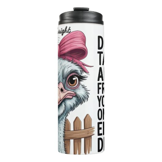 Een struisvogel met een roze boog thermosbeker (Voorkant)