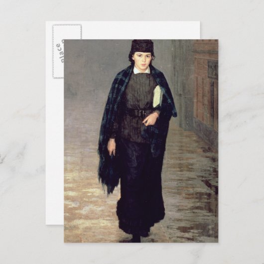 Een student, 1883 briefkaart (Voorkant / Achterkant)