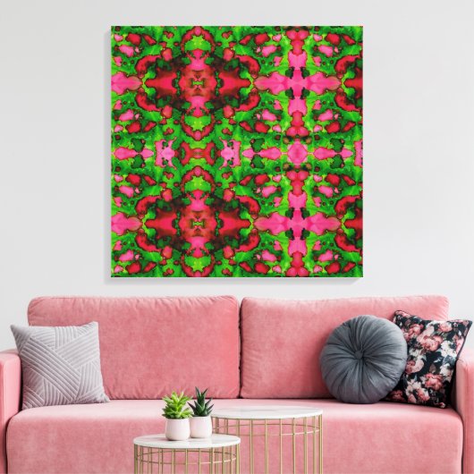 Een studie in roze en groen canvas afdruk (Insitu (Woonkamer))