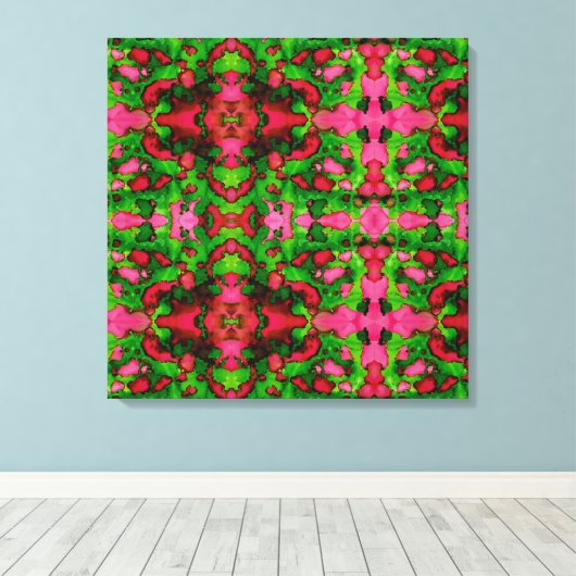 Een studie in roze en groen canvas afdruk (Insitu (Houten vloer))