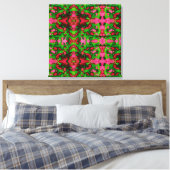 Een studie in roze en groen canvas afdruk (Insitu (Slaapkamer))