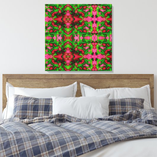 Een studie in roze en groen canvas afdruk (Insitu (Slaapkamer))