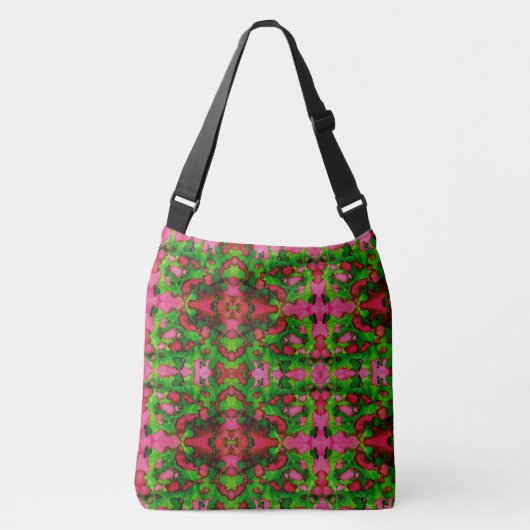 Een studie in roze en groen crossbody tas (Voorkant)