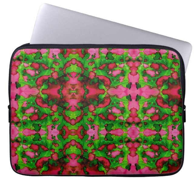 Een studie in roze en groen laptop sleeve (Voorkant)