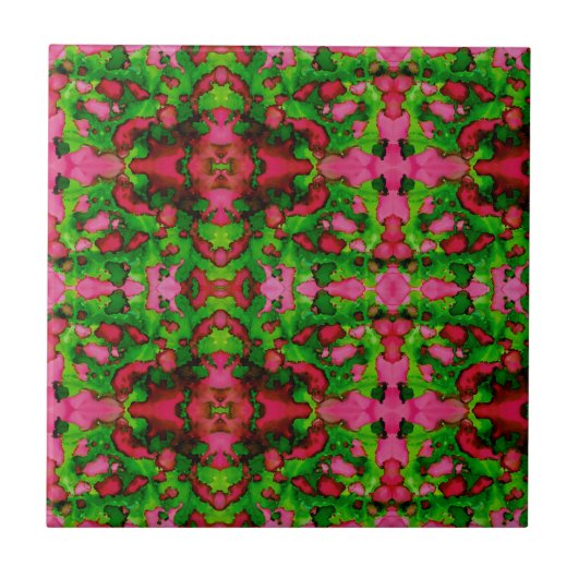 Een studie in roze en groen tegeltje (Voorkant)