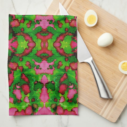 Een studie in roze en groen theedoek (Quarter Fold)