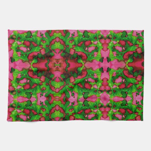 Een studie in roze en groen theedoek (Horizontaal)