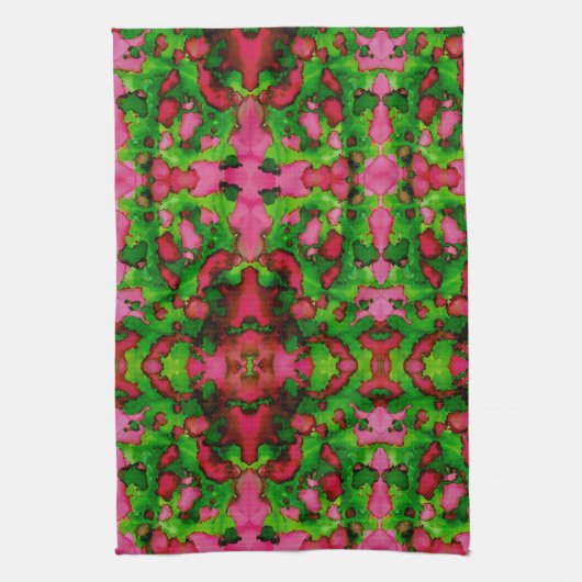 Een studie in roze en groen theedoek (Verticaal)