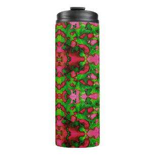 Een studie in roze en groen thermosbeker