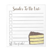 Een stuk Cake. Aangepast om lijst te doen Notitieblok (Voorkant)