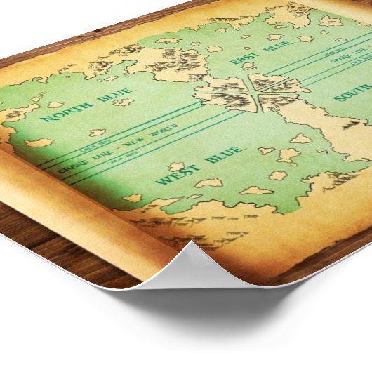 Eén stuk geeft de wereld een kaart poster (Hoek)