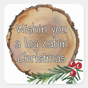Een stuk hout. Kerstwensen Vierkante Sticker