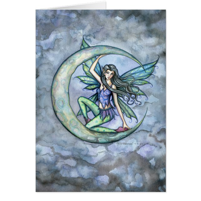 Een stuk maanfee-fantasie-kunstkaart (Voorkant)